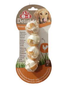 Paquet d'en-cas pour chiens 8-en-1 Delights Chicken Balls XS small 4 pcs.