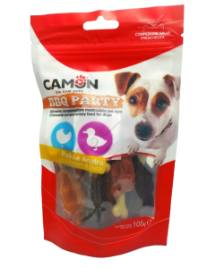 Paquet de snacks pour chiens Camon BBQ Party Poulet & Canard 105 g.