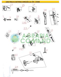 Vue éclatée des pièces détachées du noueur Volpi KV5