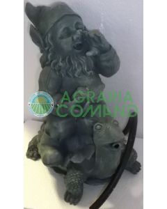 Statue Gnome assis sur une tortue