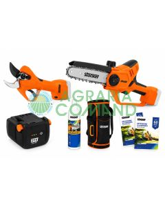 Kit Stocker Magma 63603 comprenant une cisaille électrique E-40 TP 40 mm, une tronçonneuse E-150 LA, une batterie Fast Charge 21 V 2,6 Ah, un BladeUp 250 et des cadeaux