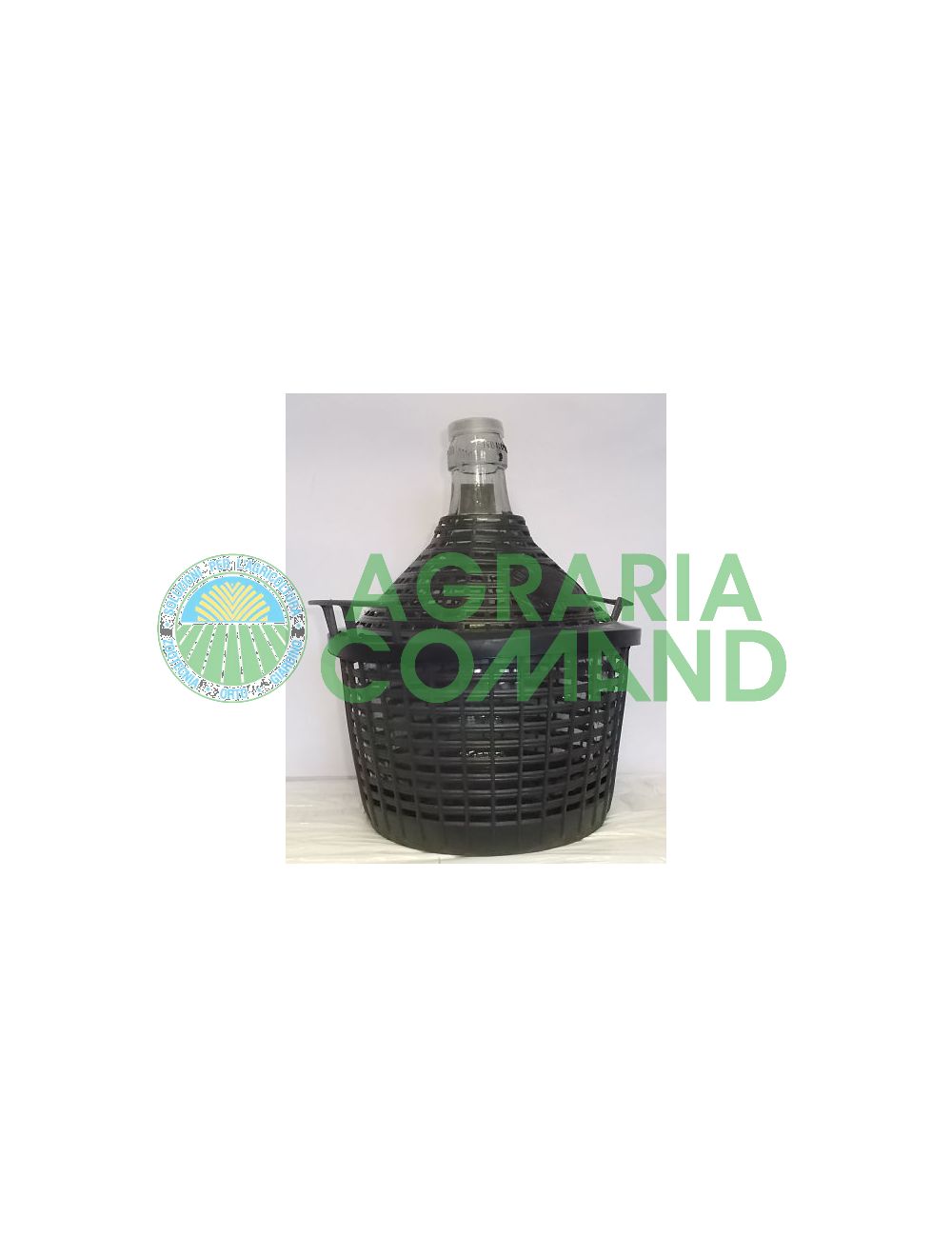 Bonbonne en verre avec panier en plastique Bonbonne en verre avec panier en plastique