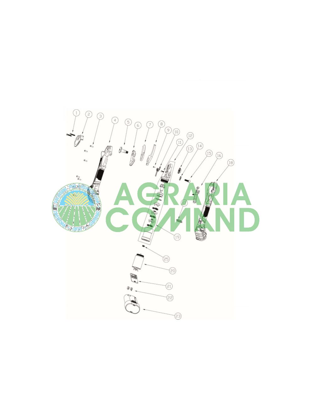 Vue éclatée des pièces détachées du ciseau Archman FE04-25