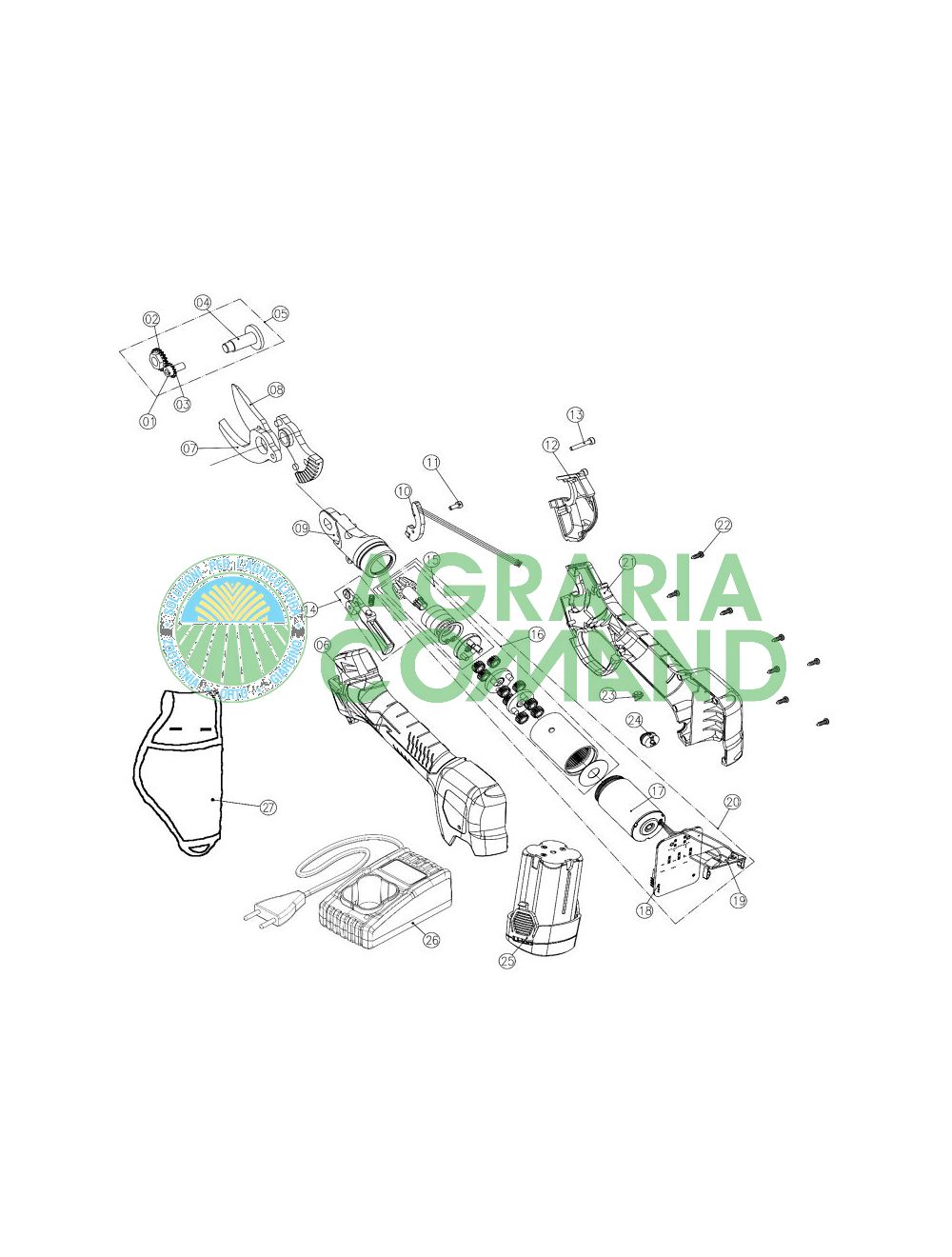 Vue éclatée des pièces détachées du ciseau PV 280