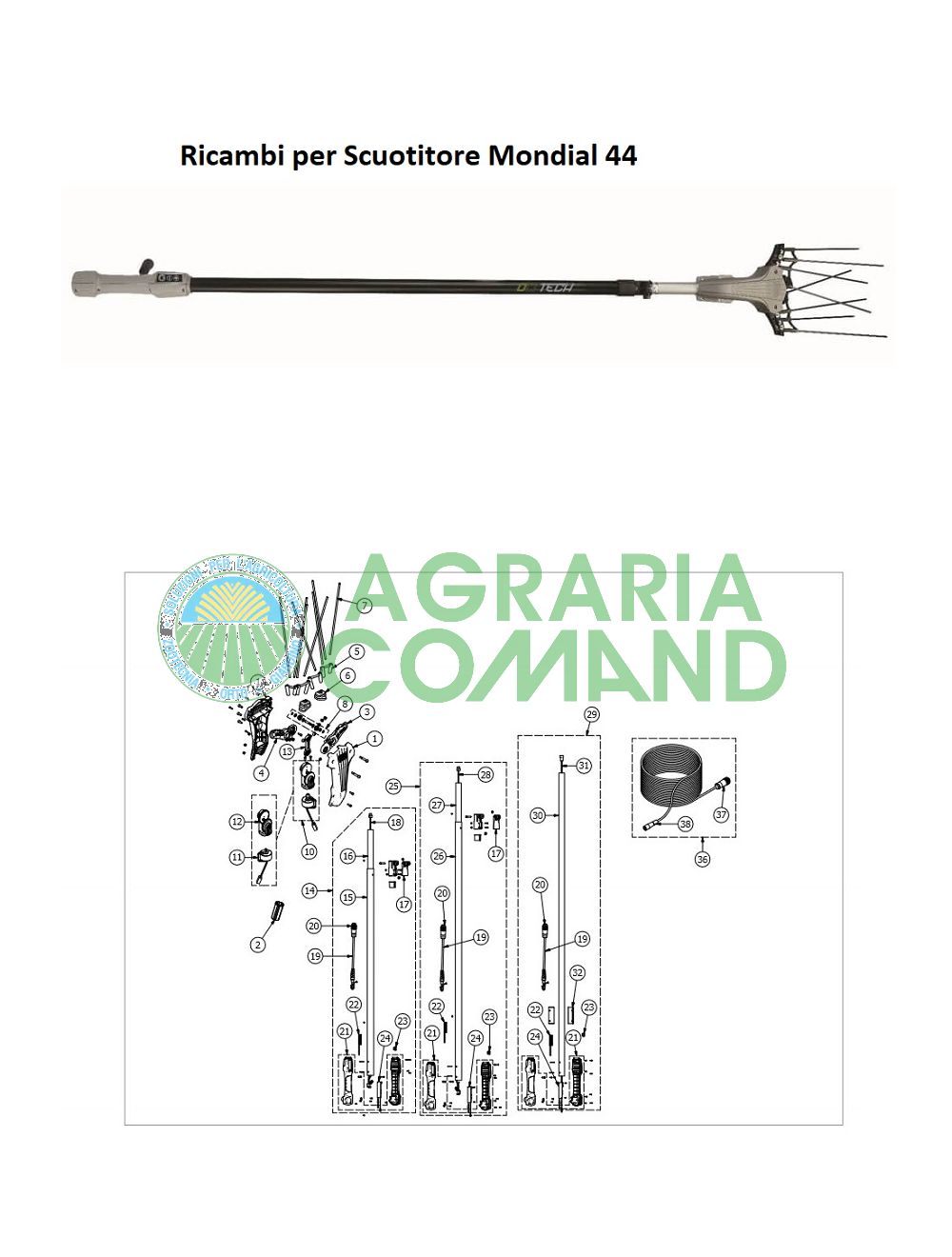 Pièces éclatées secoueur Mondial 44 Volpi Pièces éclatées secoueur Mondial 44 Volpi