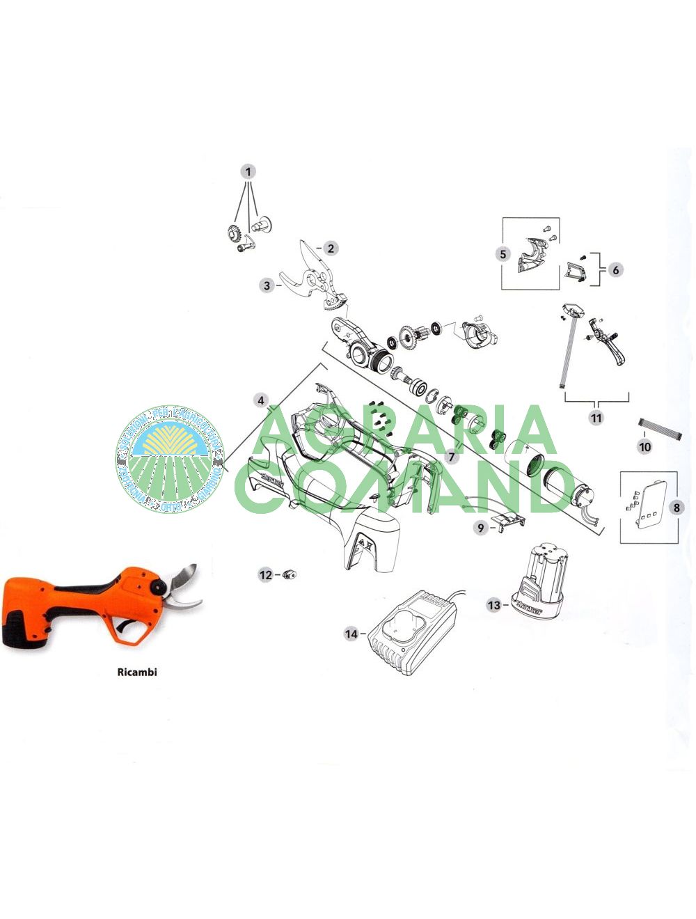 Éclaté des pièces du ciseau