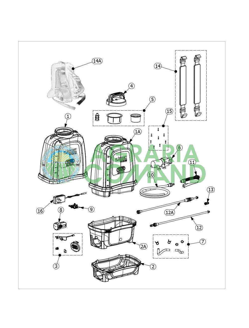 Pièces détachées pompe Volpi Vita 12 et 16