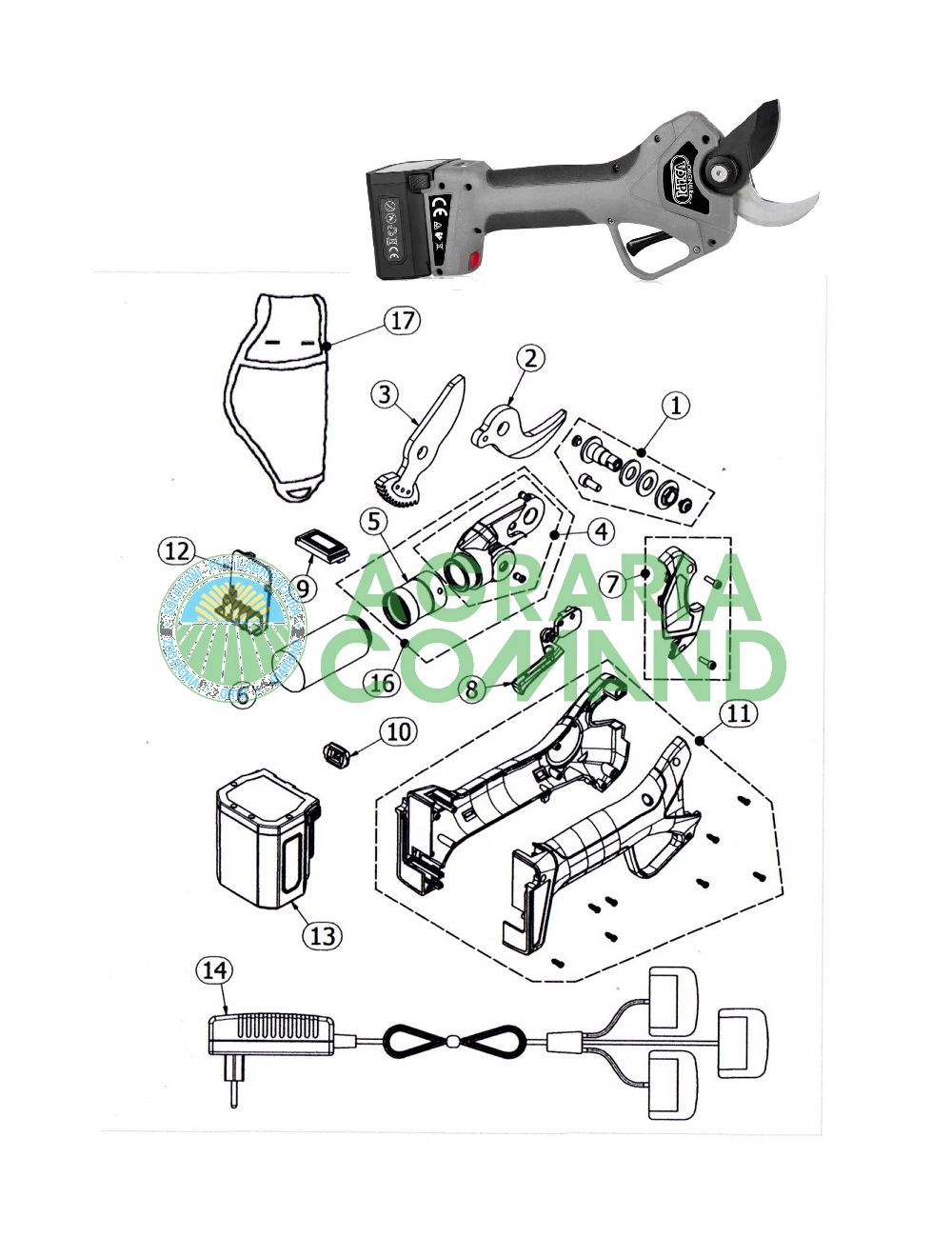 Liste des pièces détachées Ciseaux Volpi KV390