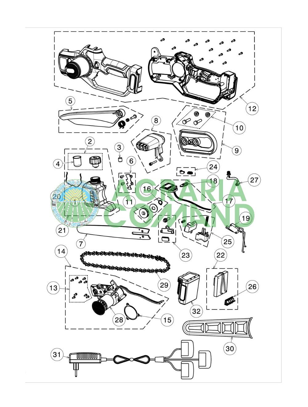 Volpi KVS8000 pièces détachées élagueuse explosées