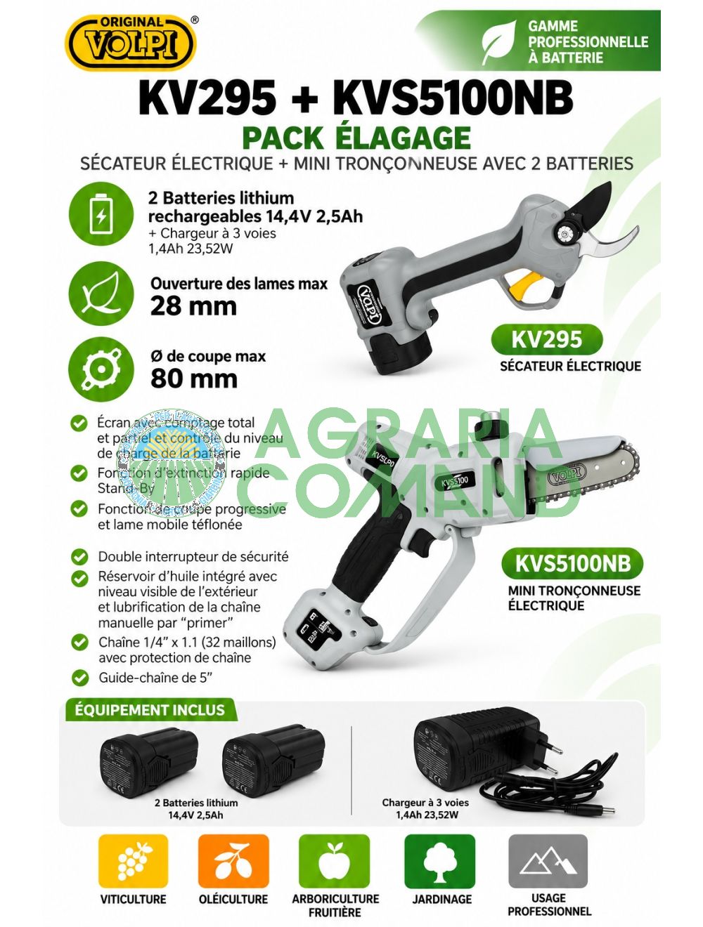 Kit de taille Volpi avec sécateur et sécateur à sécateur Volpi Kit de taille Volpi avec sécateur et sécateur à sécateur Volpi