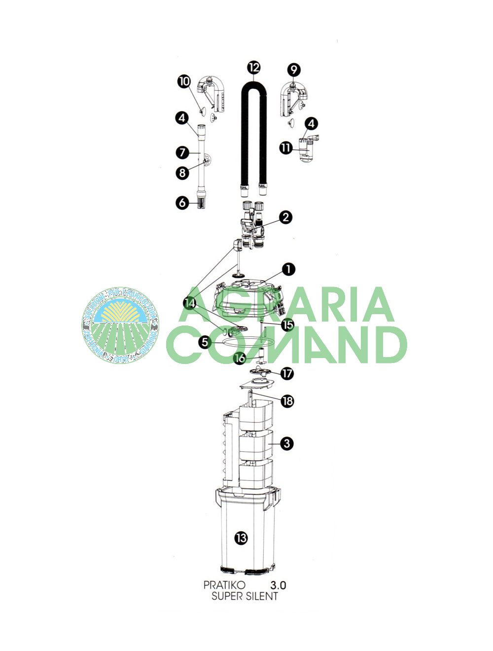 Pièces détachées éclatées Filtre 3.0 Super Silent