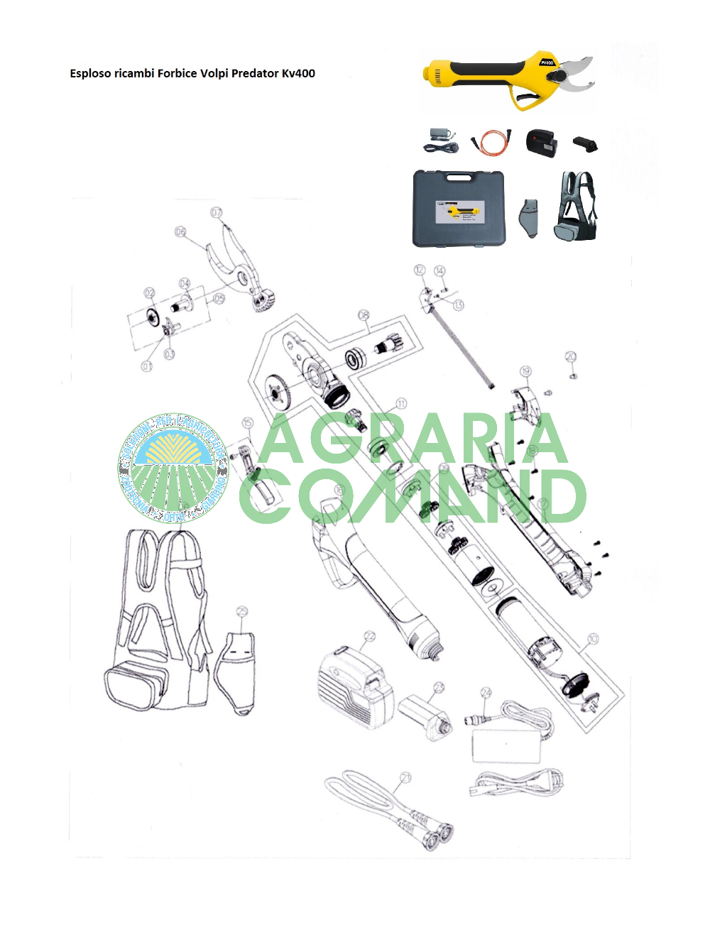 Éclaté Predator kv400 ciseaux pièces détachées