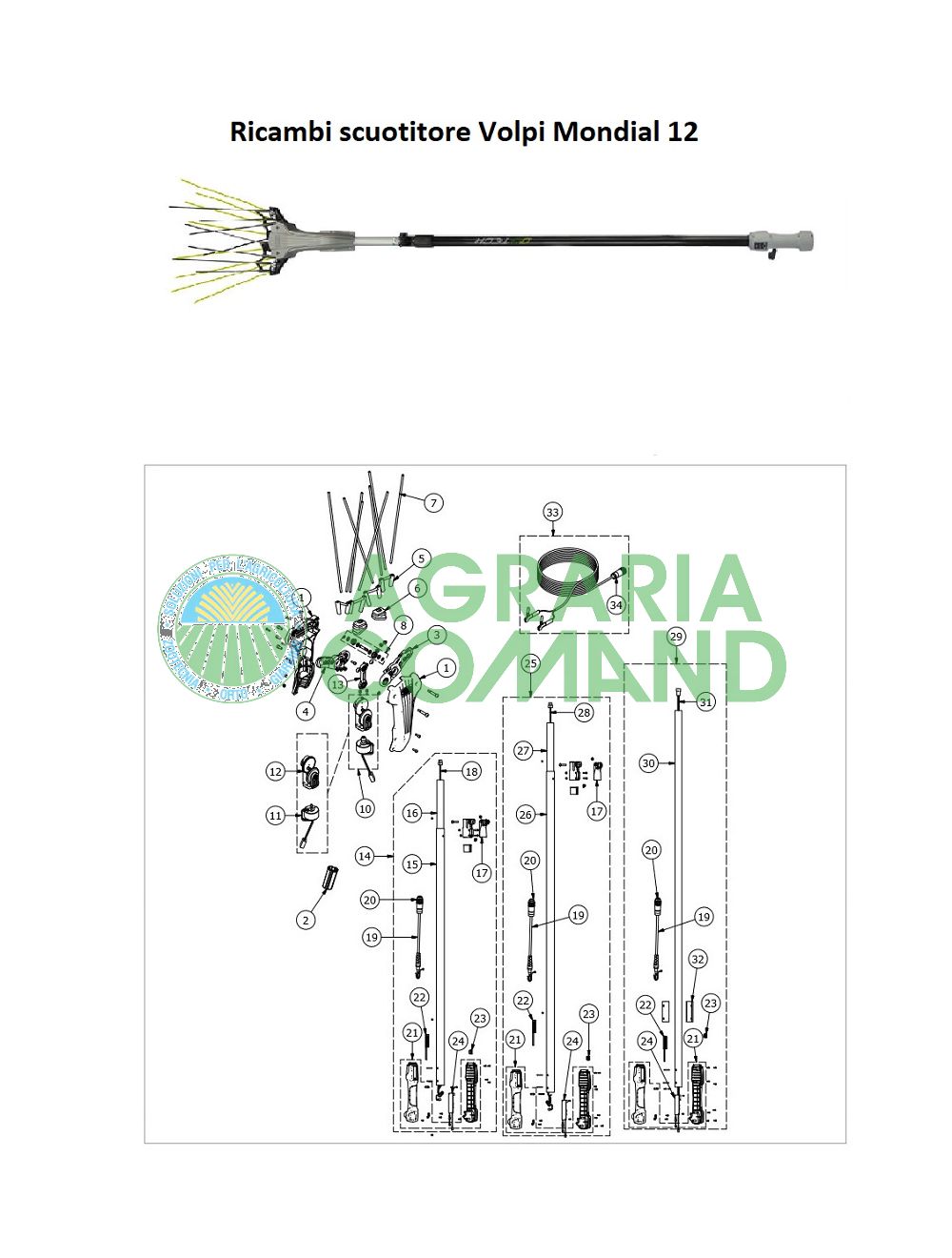 Pièces détachées éclatées Shaker Mondial 12 Volpi Pièces détachées éclatées Shaker Mondial 12 Volpi