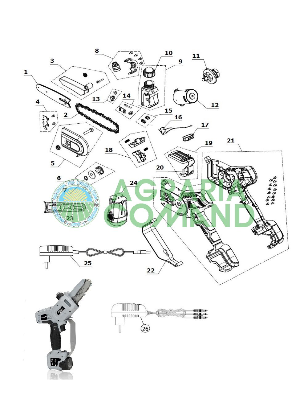 feuille de pièces de l'élagueuse kvs5100