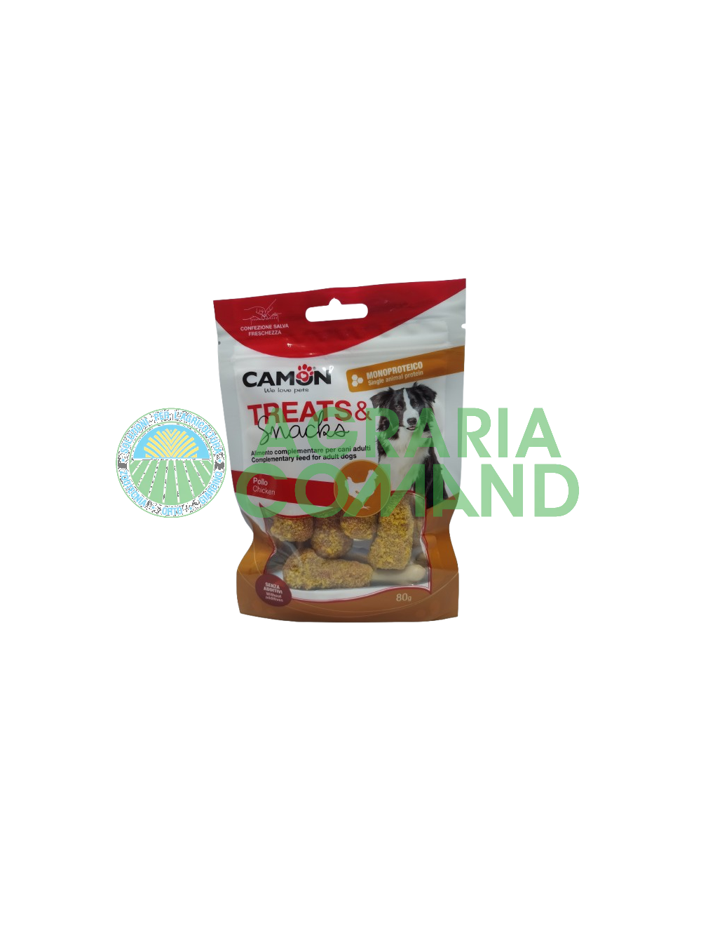 Paquet de friandises et snacks Camon pour chiens avec du poulet