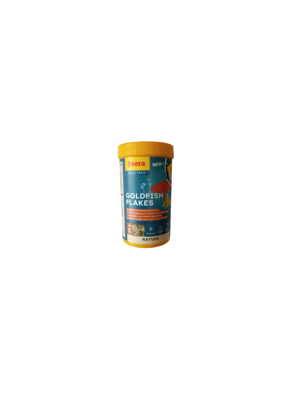 Paquet de 60 g d'aliments sera Goldfish Flakes. Paquet de 60 g d'aliments sera Goldfish Flakes.