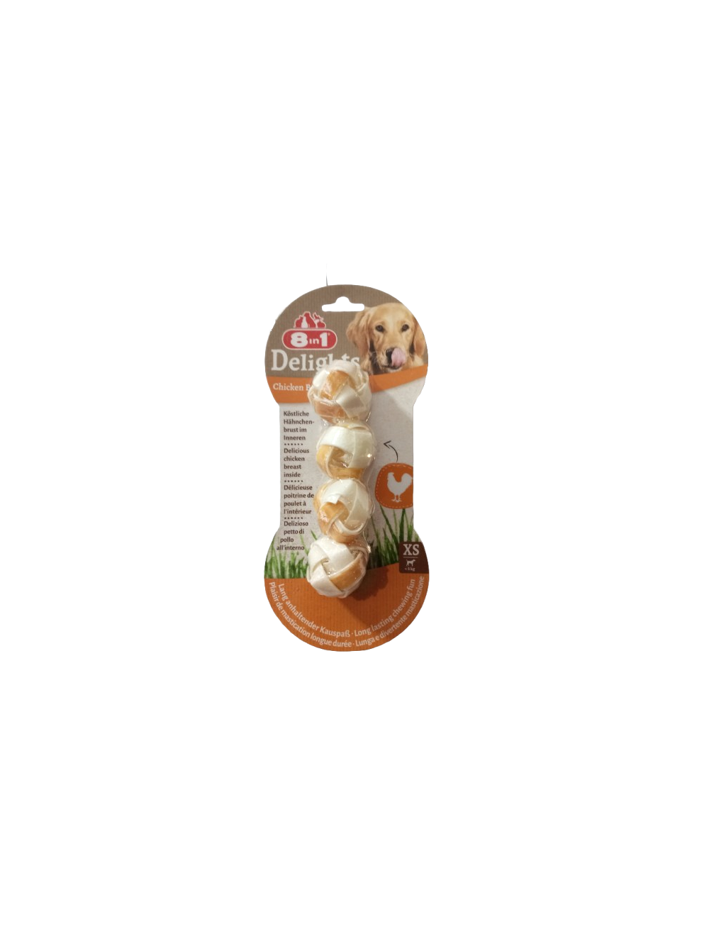 Paquet d'en-cas pour chiens 8-en-1 Delights Chicken Balls XS small 4 pcs. Paquet d'en-cas pour chiens 8-en-1 Delights Chicken Balls XS small 4 pcs.