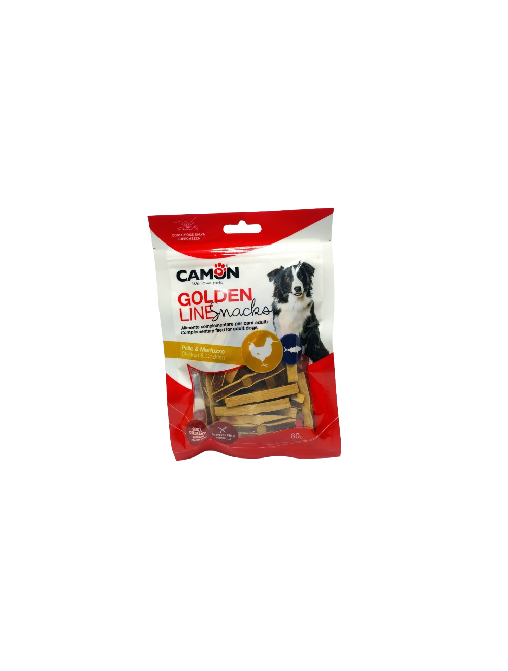 Packet Snacks pour chiens avec du poulet et du cabillaud Packet Snacks pour chiens avec du poulet et du cabillaud